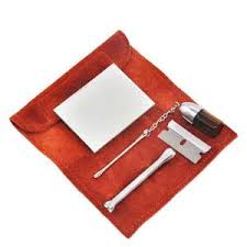 leather bag with snuff items